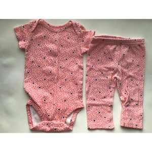 Baby Girl's Sz 6M 3-6 Months Two Piece Carter's Pink Heart Design Top, Pants Set